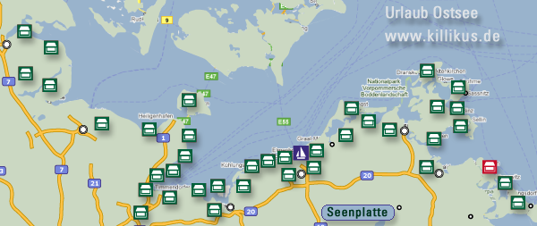 �bersichtkarte Urlaub an der Ostsee buchen.