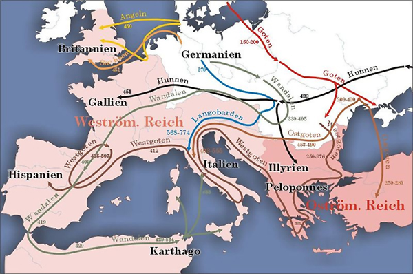 Vlkerwanderungen im Europa vom zweiten bis fnften Jahrhundert nach Christus